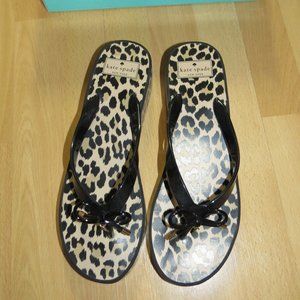 NEW IN BOX KATE SPADE Rhett Leopard Print Wedge Flip Flop Sandal Size 10